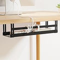 PAVSTINE Under Desk Cable Management Tray, 17 in Metal Cable Tray Basket for Wire Management, Power Strip Holder, Cord Organizer, Wire Tamer for Home/Office Desk Cable Hider Black