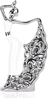 DOVDOV Abstract Ceramic Peacock Dancer Statue, Female Ballerina Decoration, Gold and Silver Home Decor Trinkets for Dance Studio Living Room TV Cabinet Console Dresser Entryway Countertop Decoration