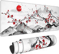 Watercolor Cherry Blossom Mouse Pad 31.5x11.8 Inch Pink Full Desk Japanese Sakura Mousepad Extended Large Non-Slip Rubber Base Waterproof Big Keyboard Mat with Stitched Edges for Gaming and Office