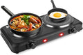 1800W Infrared Dual Burner Portable Electric Hot Plate | 7.5” & 6.3” Glass Cooktops with Stepless Temperature Control (302℉ to 1022℉) | Compact Heating Solution for Home, RV, Camping, and Dorms