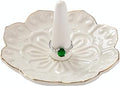 HOMEGOAL Ceramic Ring Holder Dish for Jewelry, Decorative Mandala Jewelry Tray for Rings Earrings Necklaces Watch Keys, Aesthetic Room Decor, Birthday Engagement Wedding Gifts for Women (White)