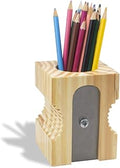 GEGUTON Sharpener Shaped Pen Holder – Solid Wood and Steel and Retro Design – Organizes Desk Accessories, Adds Charm to Workspaces, Great Gift – Fun Collection