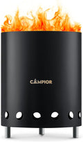 CAMPIOR Wood Burning Fire Pit Stove with Black Exterior - Smokeless Outdoor Stove for Efficient Wood Fires, Camping, and Gatherings, Stainless Steel with Removable Ash Pan, Stand and Carry Bag