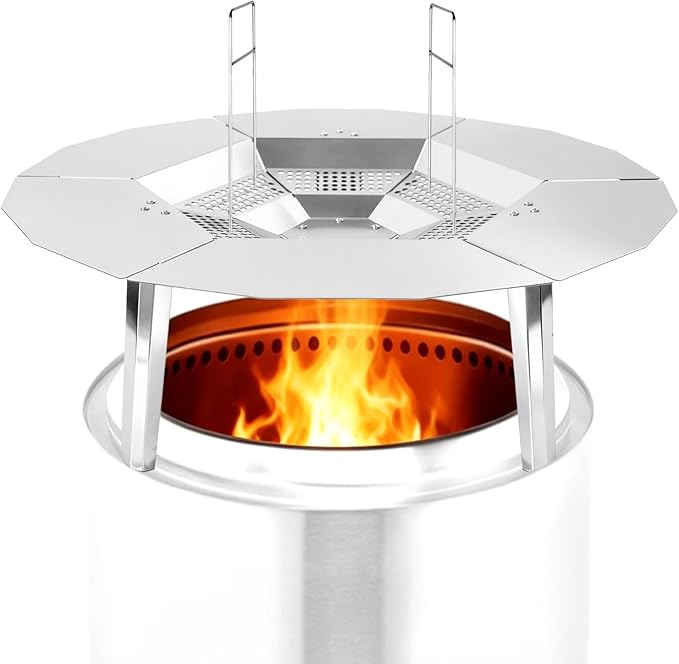 Heat Deflector for Solo Stove Bonfire 19.5 inch, Fire Pit Heat Diffuser with Handle, 304 Stainless Steel for Solo Stove Bonfire 1.0 & 2.0 and Other 19.5" Fire Pits