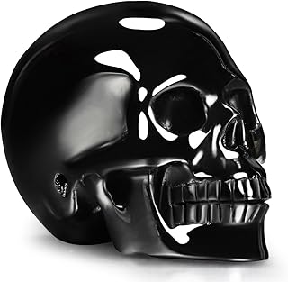 Skullis 3.0" Black Obsidian Carved Crystal Skull, Hand Carved Gemstone Fine Art Sculpture, Reiki Healing Stone Statue. 8801.