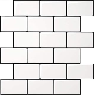 Art3d Peel and Stick Backsplash for Kitchen White Subway (10 Tiles, Thicker Design)