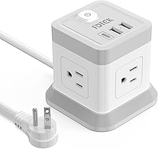 Power Strip with USB, FDTEK Flat Plug Extension Cord with 4 Outlets and 3 USB(1 USB C), 5 FT Power Cord Desktop Charging Station, Overload Protection, Compact Portable for Travel Home Office