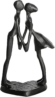 DreamsEden 6 Inch Iron Couple Sculpture, Kissing Couple Statue for Anniversary, Handmade Cast Iron Figurine Home Decor for Wife Husband