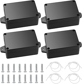 Project Box, 4pcs Junction Boxes, IP65 Waterproof Electrical Boxes, ABS Plastic Dustproof Electrical Project Case Power Junction Boxes with Fixed Ear for Outdoor Electronics - 3.3x2.3x1.37