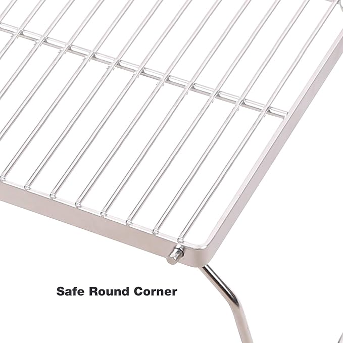Campfire Grill 304 Stainless Steel Grate, Folding Camping Grill Heavy Duty with Carrying Bag, Large
