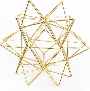 Metal Geometric Table Top Decor, 3D Metal Geometric Sculpture, Gold Abstract Sculpture for Home Decor, Table Art Decorations for Home, Living Room, Office, Bedroom