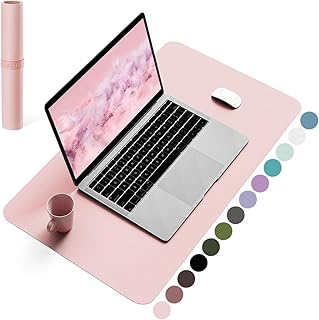 YSAGi Non-Slip Leather Desk Pad, Waterproof Laptop Computer Desk Keyboard Mat, Table Protector Blotter Mat, Large Mouse Pad for Office/Work/Home/Decor(Pink, 23.6" x 13.7")
