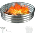 YSEJOMP 60 Inch Diameter Round Galvanized Fire Pit Ring/Fire Ring - Foldable and Perfect for Outdoor Gatherings and Campfires in The Yard/Garden/Park/Beach (5 FT Diameter, Silver)