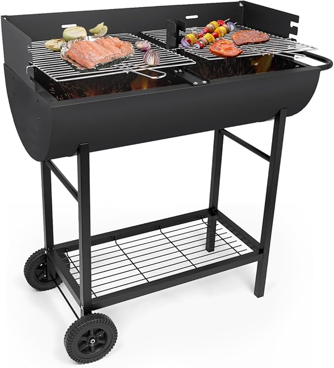 Charcoal Barrel Grill, Large Stainless Steel Grill For Backyard Camping Picnic and Party