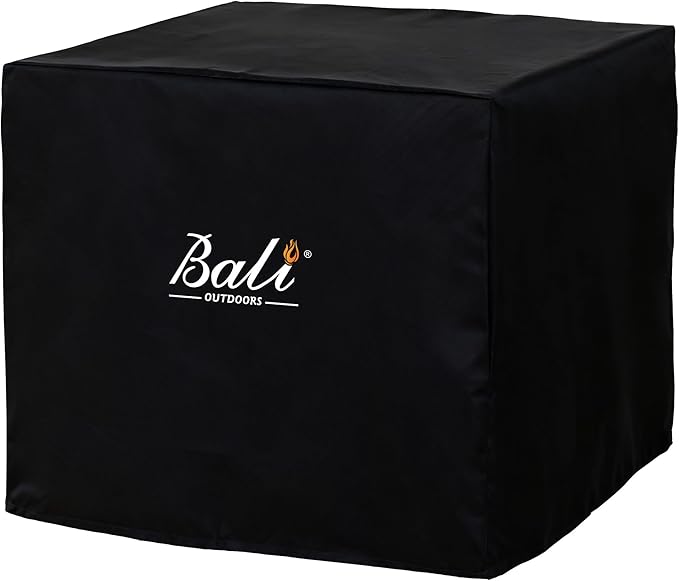 BALI OUTDOORS Square Durable Fire Pit Cover, 600D Heavy Duty with PVC Coating, 28.3'' x 28.3'' x 25'', Black