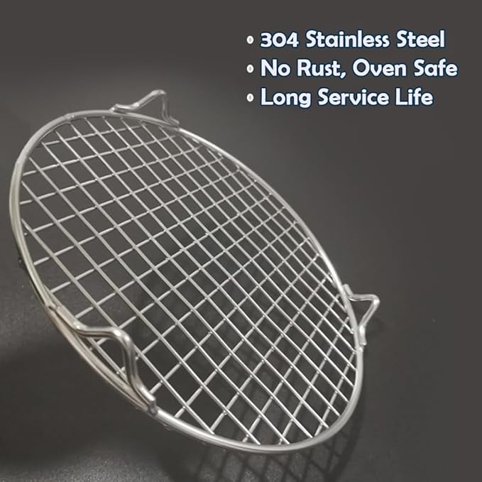 Round Steaming Rack with Legs Cooling and Baking Barbecue Rack Dia 8.9" 304 Stainless Steel Straight Wire for Air Fryer Instant Pot Pressure Cooker Canning Dutch Oven (225mm/8.9")