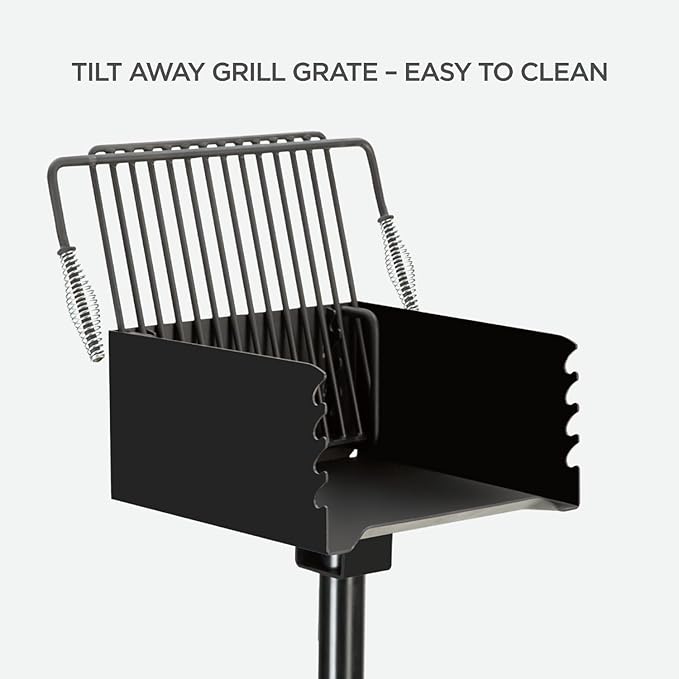 Park Grill Park Style Charcoal Grill In Ground Heavy Duty for Commercial and Outdoor Cooking Rustproof and 360 Degree Swivel 16x16 Inch