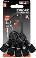 Railer Bit Holder Keychain 5pc - 1/4 inch Hex Shank Aluminum Alloy Bit Holders - Quick Release Bit Holder for Nut Driver, Screwdriver & Drill Bits w/Carabiner - Tool Gifts for Men