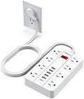 SMNICE Power Strip with USB, Power Strip Flat Plug with 8 Widely Spaced Outlets and 6 USB Ports(1 USB C), 5ft Extension Cord Wall Mountable Phone Tablet Laptop Computer Multiple Devices