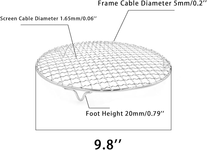 Barbecue Grill Net,BBQ Net for Grilling,Multi-Purpose SUS304 BBQ Grill Mesh, Round Barbecue Wire Rack,BBQ Grate/Steam Mesh for Outdoor Barbeque Camping Charbroil Backyards