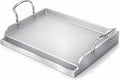 Utheer 17" x 13" Ceramic Nonstick Stainless Steel Griddle for Gas Grill, Charcoal, Oven, Stove Top Griddle, Non-Toxic, PFAS/PFOA/PTFE Free, Oven Up to 500°F, for BBQ, Camping & Kitchen, Sliver