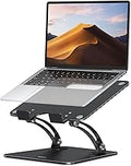 Nulaxy Fully Adjustable Laptop Stand for Desk, Dual Foldable Computer Riser with Heat-Vent, Ergonomic Notebook Holder Portable Office Accessories Compatible with Most Laptops, Black