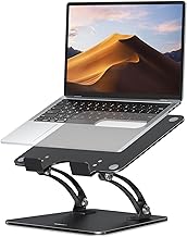 Nulaxy Fully Adjustable Laptop Stand for Desk, Dual Foldable Computer Riser with Heat-Vent, Ergonomic Notebook Holder Portable Office Accessories Compatible with Most Laptops, Black