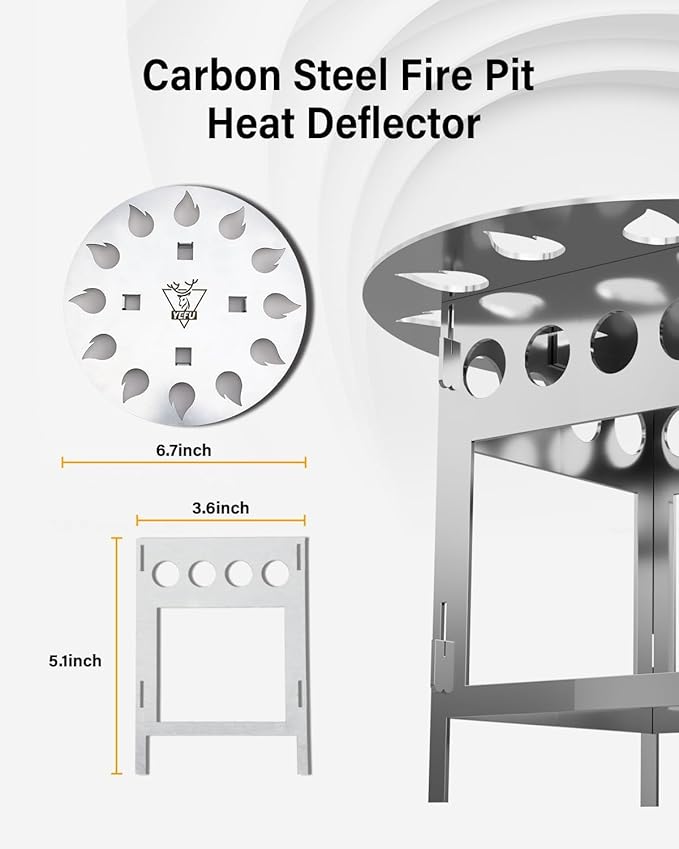 YEFU Fire Pit Heat Deflector for Solo Mesa Stove, Portable Heat Diffuser for 5 inch Tabletop Firepit Captures and Redirects Warmth, Detachable Burner Cover Accessories