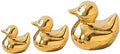 Golden Ceramic Duck Figurines，Home Decor Animal Sculptures and Statues Handmade Artware Decor,Mini Duck Sets 3 PCS