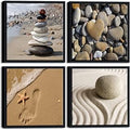 Wieco Art Framed Canvas Art Romantic Beach Theme 4 Panels Modern Artwork Sea Ocean Canvas Prints Contemporary Abstract Pictures on Canvas Wall Art for Living Room Decorations