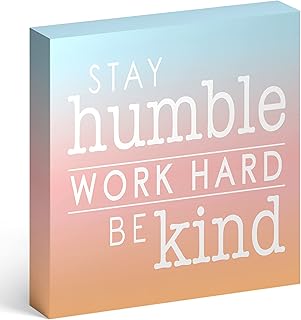 Barnyard Designs Wooden Box Sign Motivational Desk Decor for Women Office, Bathroom Shelf Decoration, Inspirational Desk Decor (Humble Kind)