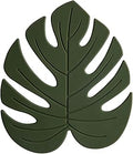 Monstera Drink Coasters 2 Pack, Silicone Coaster for Drinks, Green Soft Rubber Coaster, Protect Furniture from Water Marks or Damage, Non Slip Coasters (Small, Monstera)