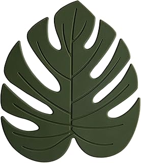 Monstera Drink Coasters 2 Pack, Silicone Coaster for Drinks, Green Soft Rubber Coaster, Protect Furniture from Water Marks or Damage, Non Slip Coasters (Small, Monstera)