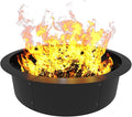 Round Outdoor Fire Pit Ring Insert 31-Inch Inner 35-Inch Outer Diameter, Heavy Duty Metal Steel DIY Firepit Liner Campfire Rings for Outside Wood Burning Above or In-Ground, Black