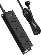 Surge Protector Power Strip - 12 Widely Spaced Multi Outlets, Wall Mount, 3 Side Outlet Extender with Extension Cord, Flat Plug, Overload Protection, Home Office Dorm Room Essentials (5FT, Black)
