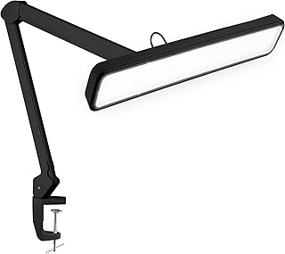 Neatfi XL 2,500 Lumens 30W LED Task Lamp for Manicure Table, Crafts, Workbench, Office – 22” Wide Shade Desk Light | Eye-Caring 6500K | 4-Level Brightness (Black, Non-CCT with Clamp)