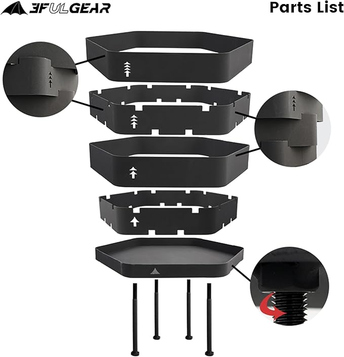 Fire Pit, Halo Fire Place Outdoor Portable Wood Fire Pits Includes A Grill, A Bag, Hexagonal Fireplace for Patio Camping Gift (Hot-Rolled Steel Firepit with a Grill, Medium)