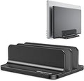 OMOTON Vertical Laptop Stand [Updated Double Version], Desktop Aluminum Mac Book Stand with Adjustable Dock Size, Fits All Mac Book, Surface, Chrome Book and Gaming Laptops (Up to 17.3 inch) (Black)