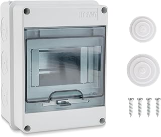 5 Way Circuit Breaker Box, IP65 Distribution Protection Box with Din Rail Abs Plastic Breaker Box Cover Miniature Electrical Breaker Box Enclosure for Indoor Outdoor Wall