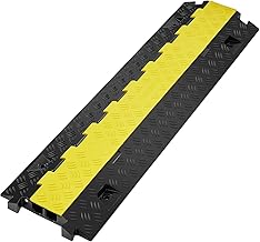 VEVOR Cable Protector Ramp, 2 Channel, 22000 lbs/axle Capacity Heavy Duty TPU Wire Cord Cover Ramp Hose Protector Driveway, Traffic Speed Bump w/TPR Flip-Open Top Cover, for Indoor & Outdoor