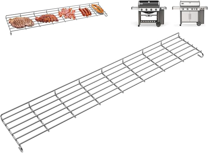 DcYourHome 66045 Warming Rack for Weber GS4 Genesis II 400 Series, Genesis II E-410 S-410 SE-410 Parts, 32 3/4 Inch Stainless Steel Warming Rack for GS4 Genesis 2 Weber 400 Grill Parts