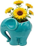 Blue Elephant Succulent Planter with Drainage Hole, Cute Makeup Brush Organizer Toothbrush Holder Pen Pencil Holder for Kids Desk, Elephant Gifts for Women