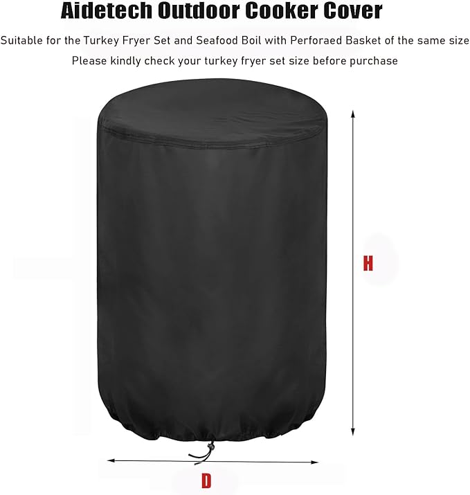 Outdoor Fryers Cover for ARC 32QT Stainless Steel Turkey Fryer Kit with Burner, Waterproof Deep Fryer Cover for Outdoor Cooking -15" D x 33.8" H