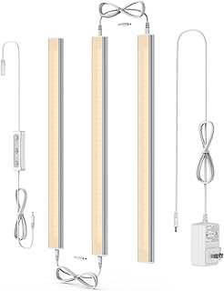 ASOKO Dimmable LED Under Cabinet Lights Warm White 2700K, 3 Pcs 12" Linkable Cabinet Lighting Plug in, 24V ETL Listed Plug, Led Closet Light Bars for Kitchen Counter, Shelf, Bookcase, Showcase etc