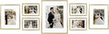 Golden State Art, Picture Frame Set 7 Pack, Gallery Wall Frame with One 11x14, Two 8x10, and Four 5x7. Aluminum Photos Frame for Wall or Tabletop Display (Style 1, Gold, 7 Pack)