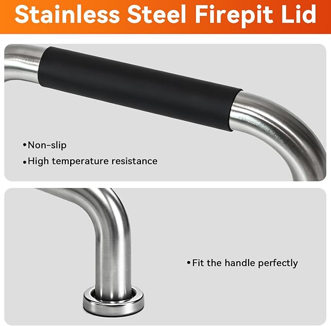 Fire Pit Lid for Solo Stove Bonfire 2.0, 19.5" 304 Stainless Steel Round Lid for SoloStove Accessories Bonfire and Other 19.5 inch Outdoor Firepit with Heat Resistant Handle