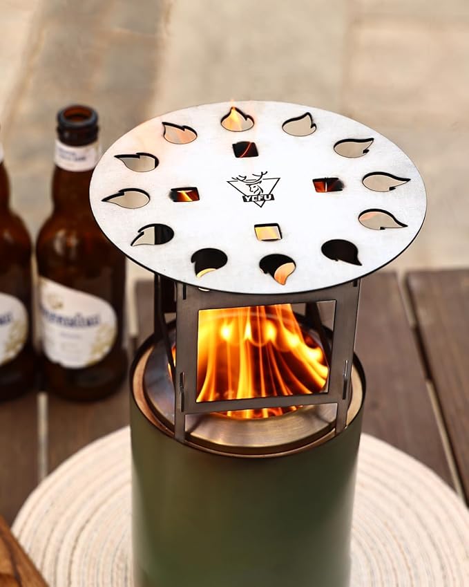 YEFU Fire Pit Heat Deflector for Solo Mesa Stove, Portable Heat Diffuser for 5 inch Tabletop Firepit Captures and Redirects Warmth, Detachable Burner Cover Accessories