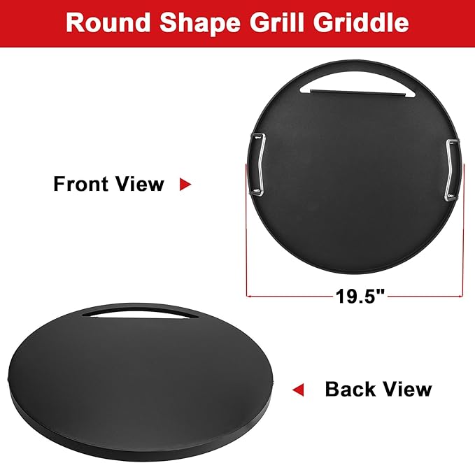 19.5" Full Size Griddle Insert for Akorn Kamado Ceramic Grill, Pit Boss K24, Louisiana Grills K24, Char-Griller 16620, BBQ Flat Top Griddle for Char-Griller Akorn E16620 E56720 6719 6520 6020 16820