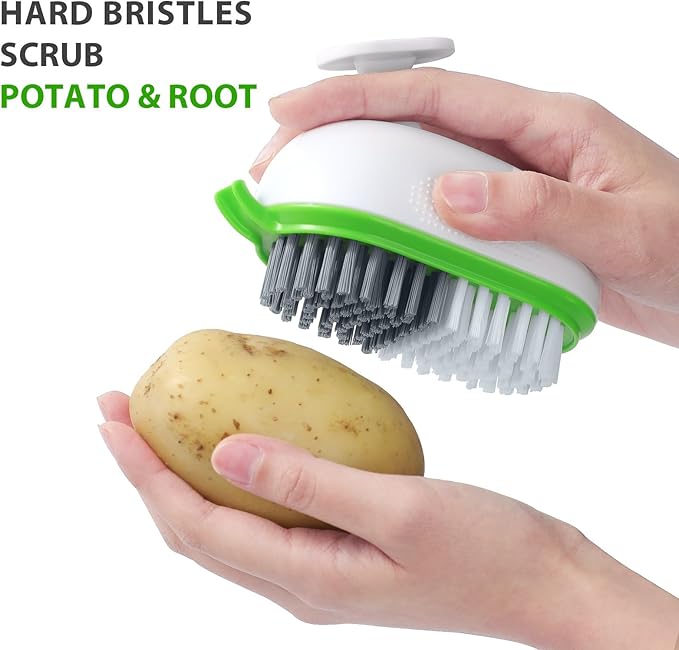 Lumkew Vegetable Brush Scrubber Drainable,Potato Mushroom Scrubber Brushes Foods Veggie Fruit Washing Scrub Cleaner,White 1Pcs