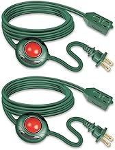 OSKOS Extension Cord with Footswitch, SPT-2 16/2C 9FT, 3-Outlet with Safety Cover, Indoor Extension Cord with ON/Off Switch, ETL Listed, for Christmas Tree and Holiday Decorations. 2 Pack